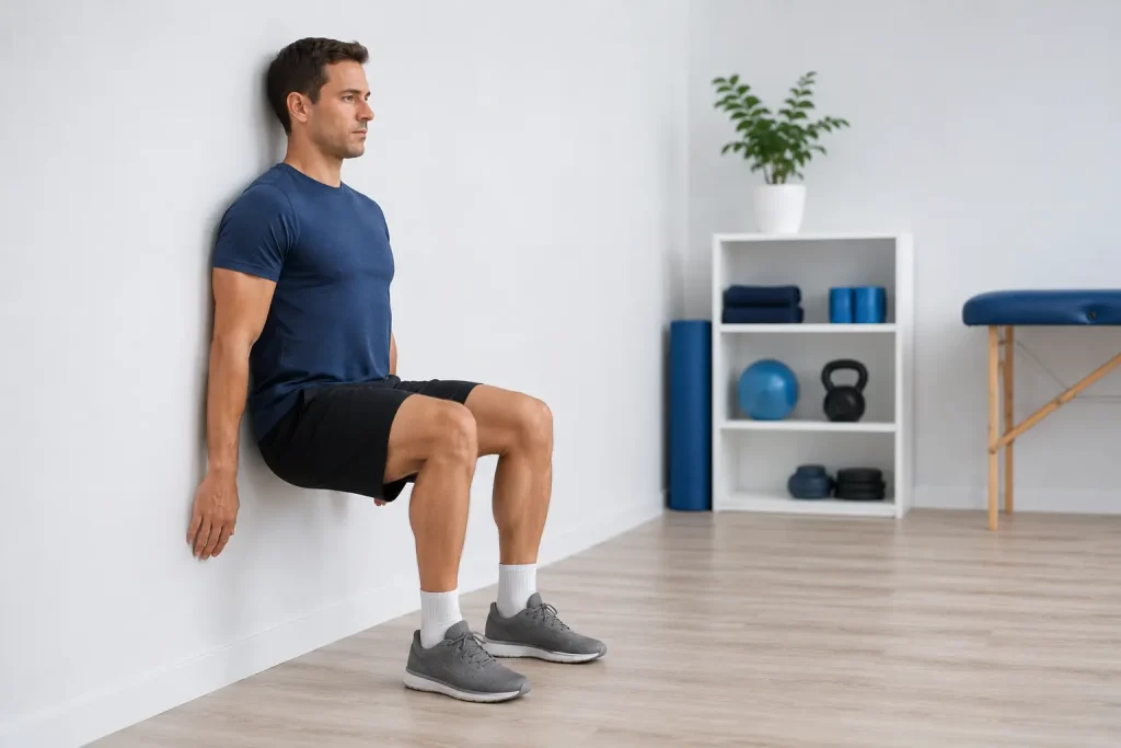 Sentadilla isométrica contra la pared (Wall Sit)